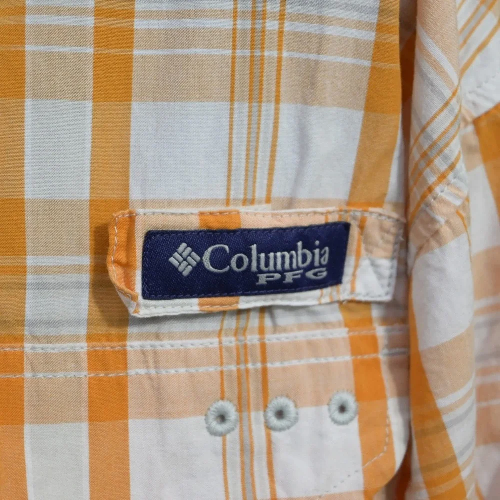 Columbia Vented Fishing Shirt Mens XXL Tennessee Vols Orange Plaid PFG Long